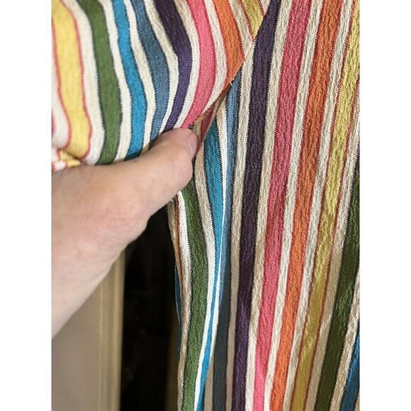 Vtg 70's Ethnic Bohemian Hippy Rainbow Stripe Dress Small Flaw Pls Read. Q - Picture 8 of 10